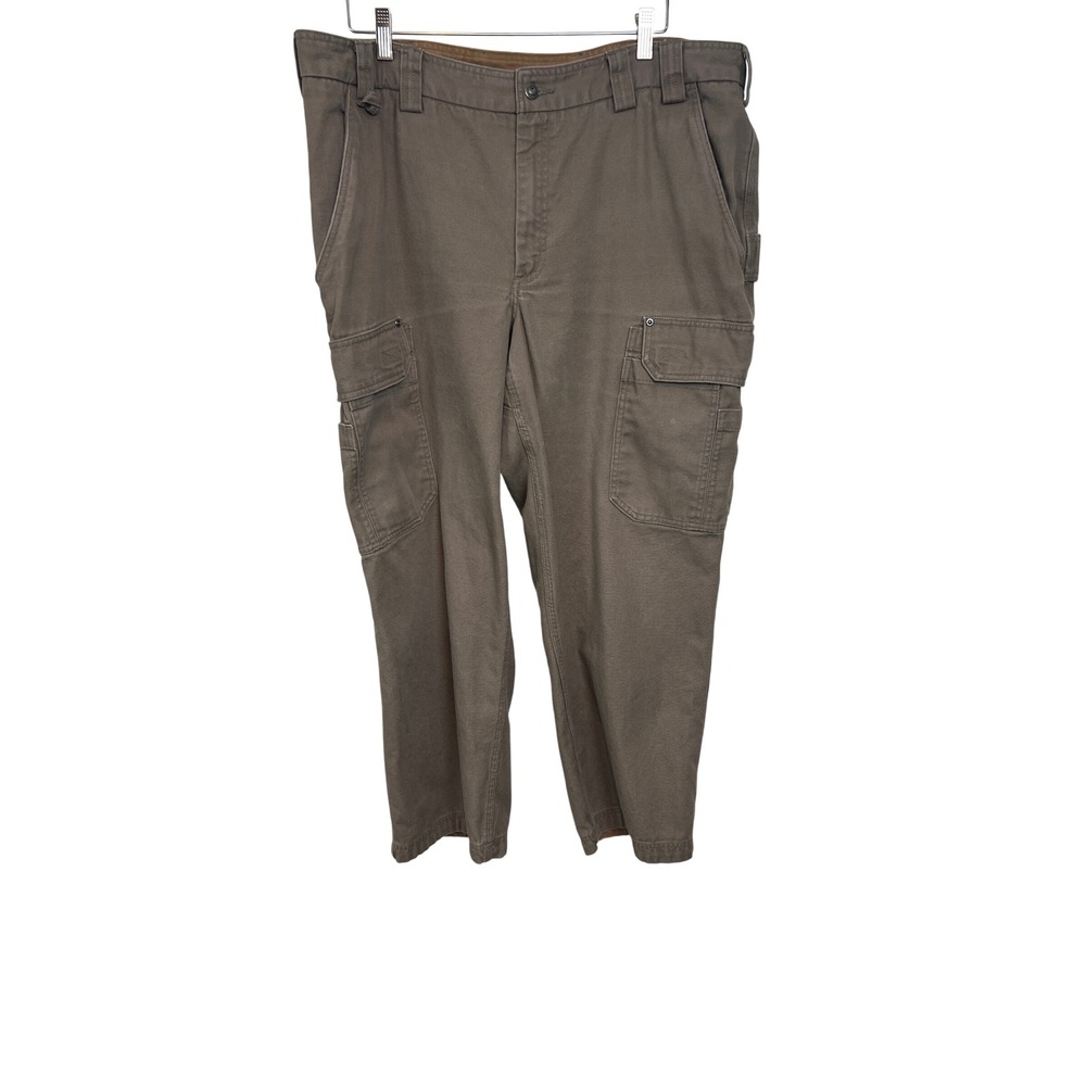 Duluth Trading Co Cargo Pants Mens 42x30 Brown Fire Hose Cotton Work Utility F28